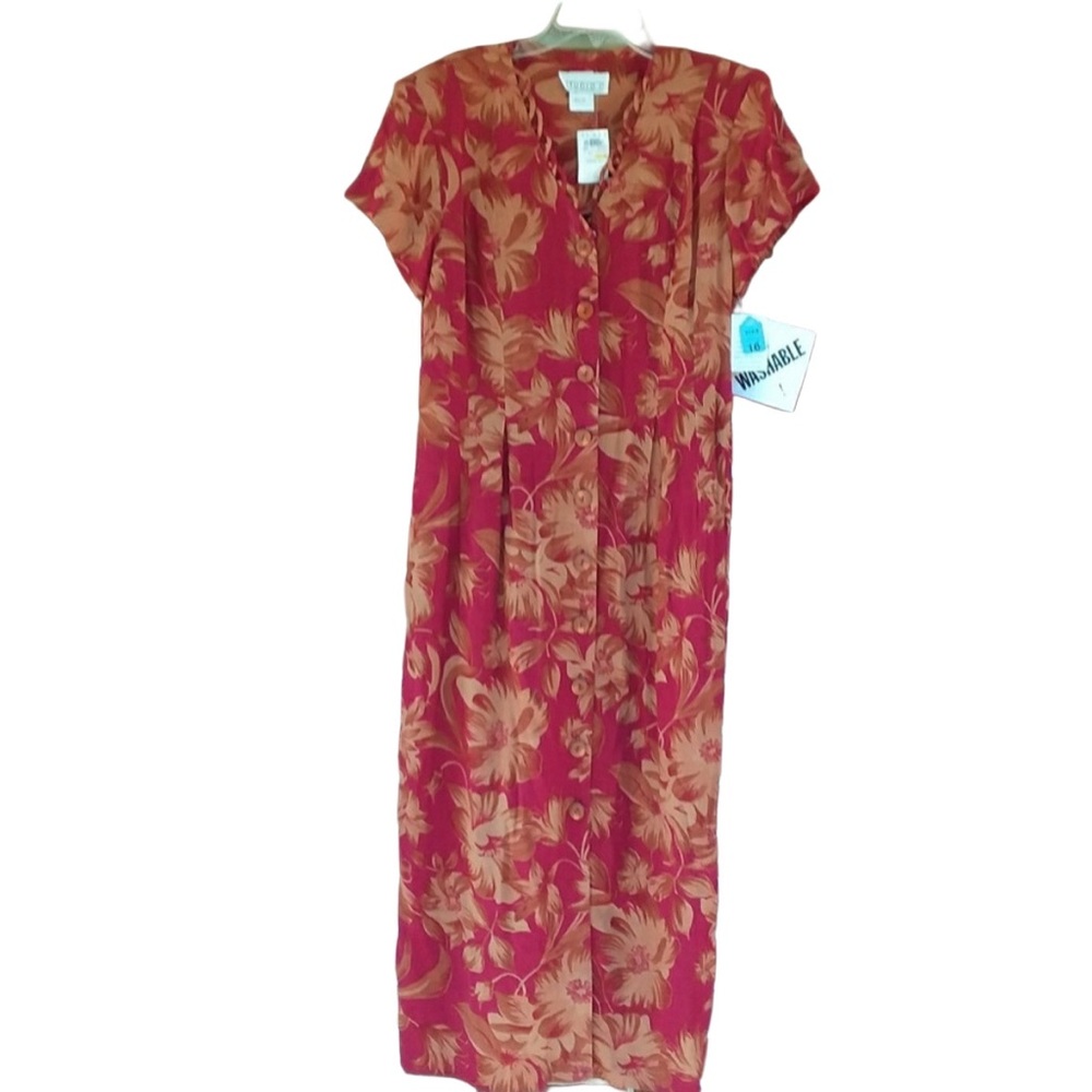 NWT Studio C Red Floral Print Dress size 14